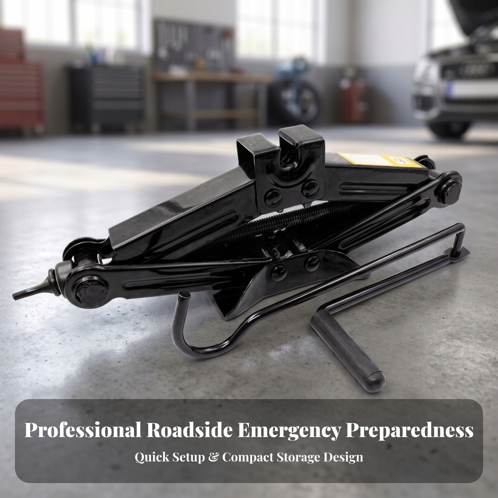 Car Scissor Jack with Crank Handle Low-Profile for Trunk Storage, Drivers Product weight with unit packaging 2.1 kg