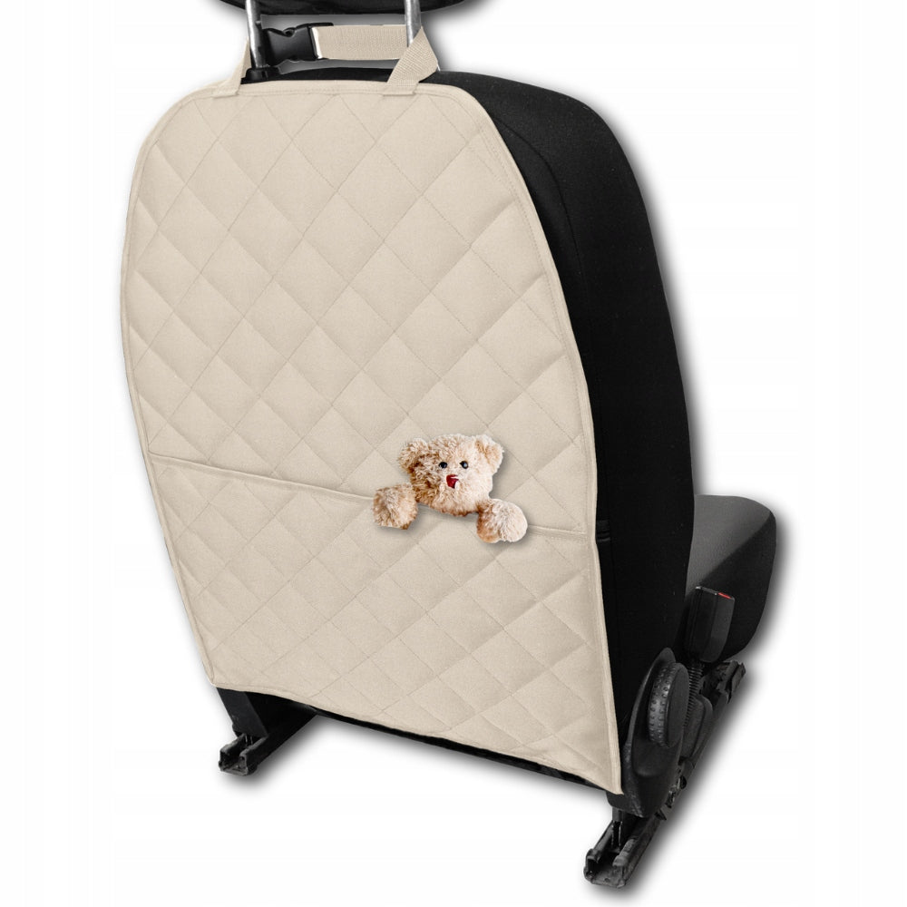 Car Seat Back Cover Seat Protector DIGGER POCKET BEIGE