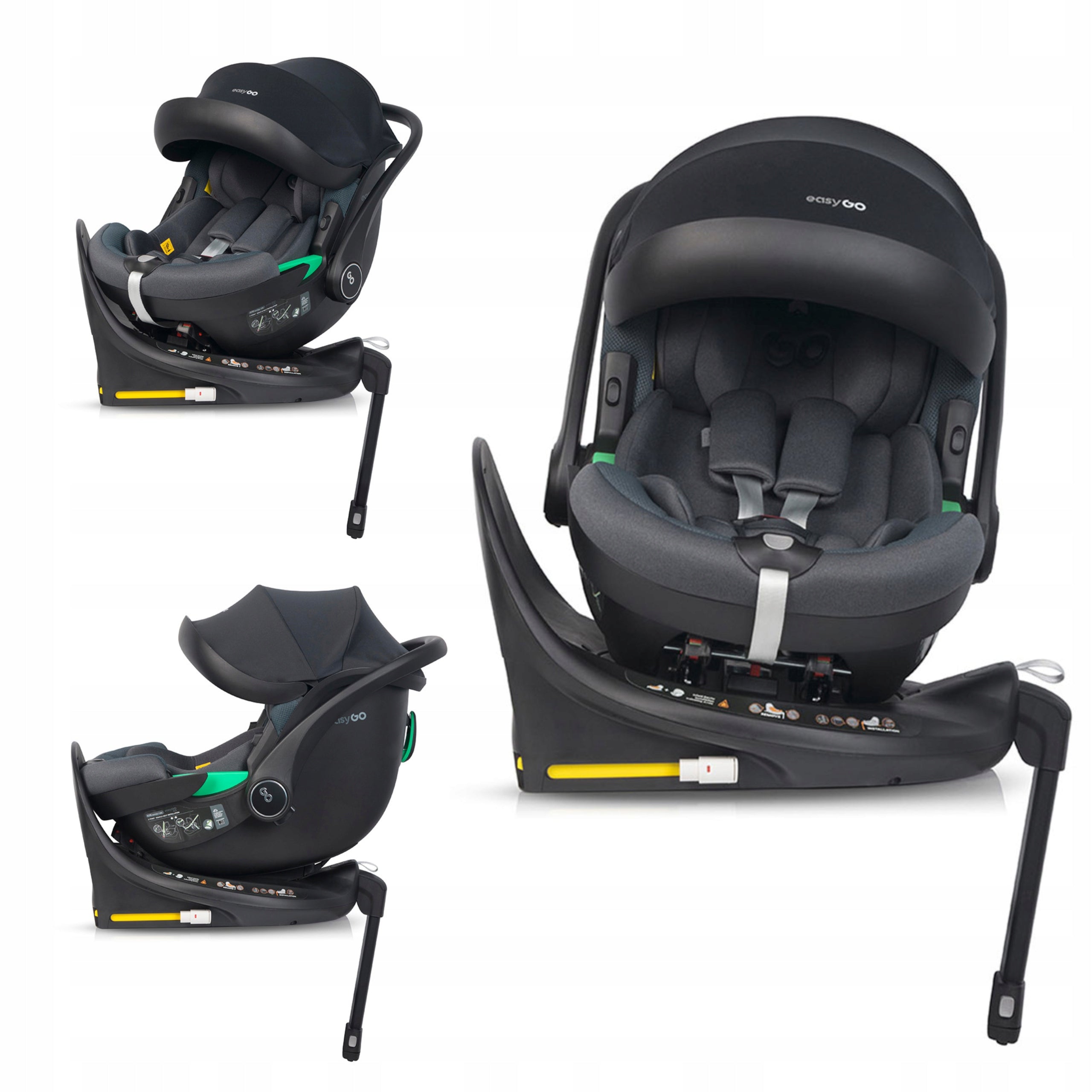Car Seat EasyGo BUZ PRO Granito 40-87 cm Rotating ISOFIX Base