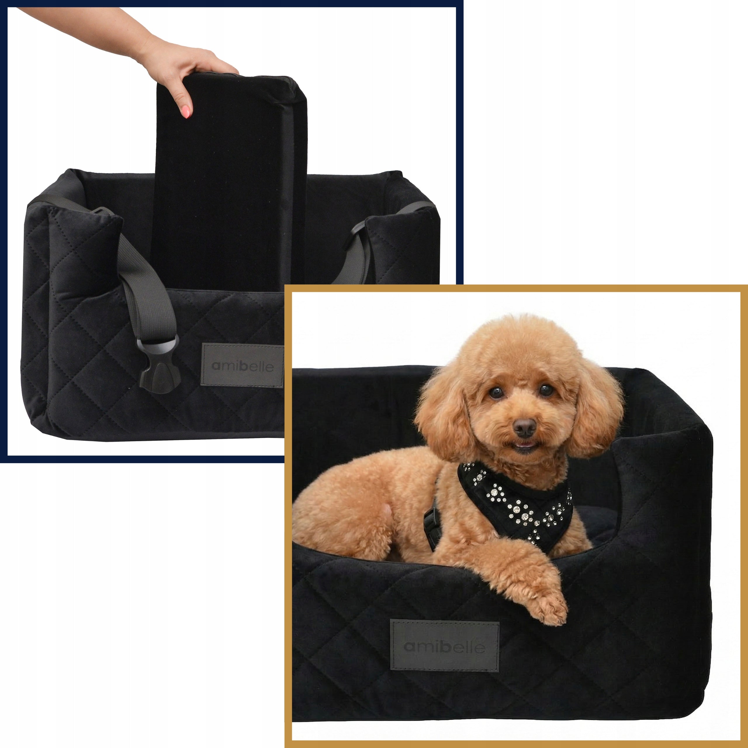 Car Seat for Dog Cat Transporter Bed for Pupil Trade name Fotelik samochodowy Velvet Memory Lux M czarny