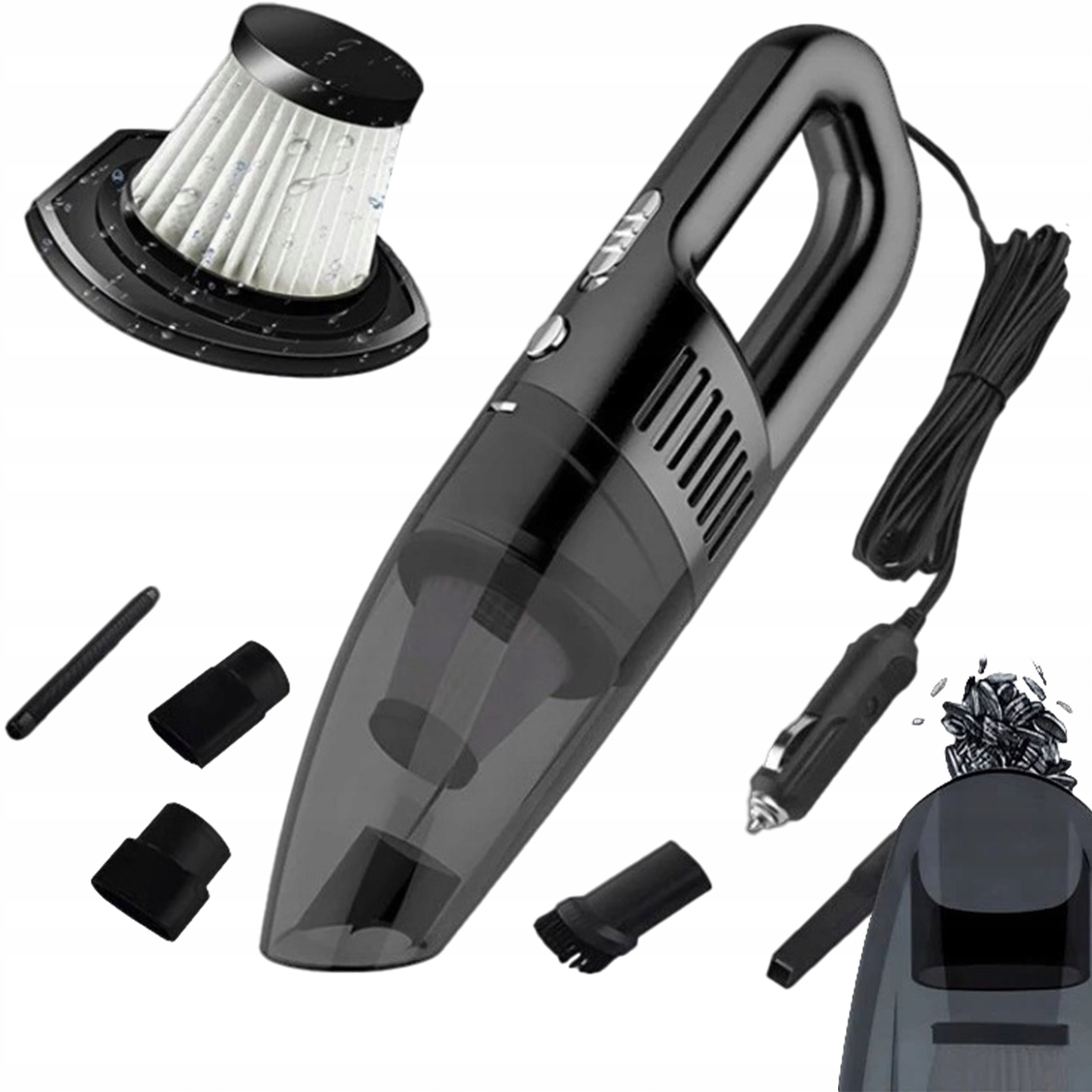 Car Vacuum Cleaner Handheld 12V Bagless Hepa Filter Powerful 120W +Ends Wireless operating time 40 min