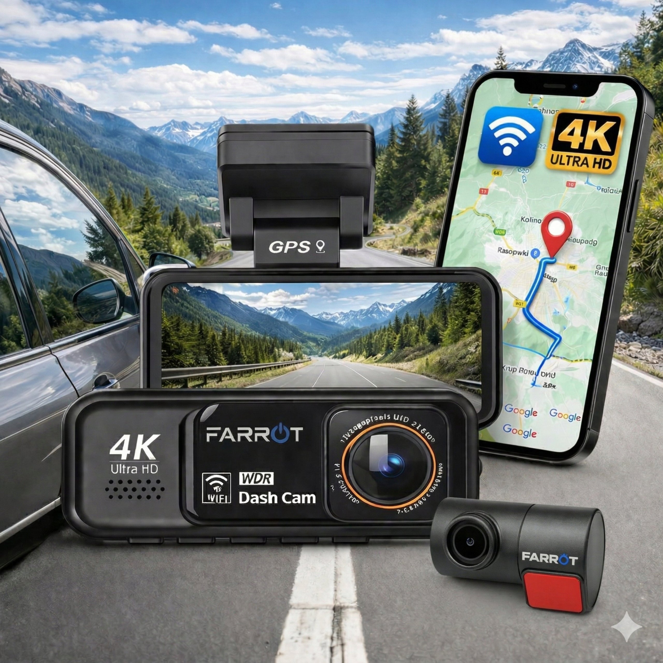 Car Video Recorder 4K GPS WiFi Camera Front Rear ADAS G-Sensor Packaging status original