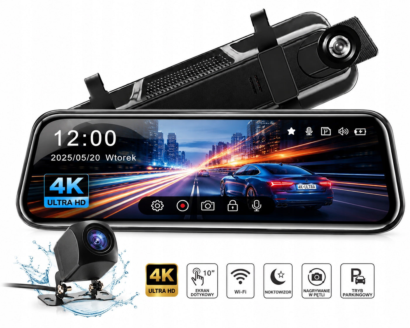 Car Video Recorder Mirror Camera 4K DVR Reversing Camera WiFi
