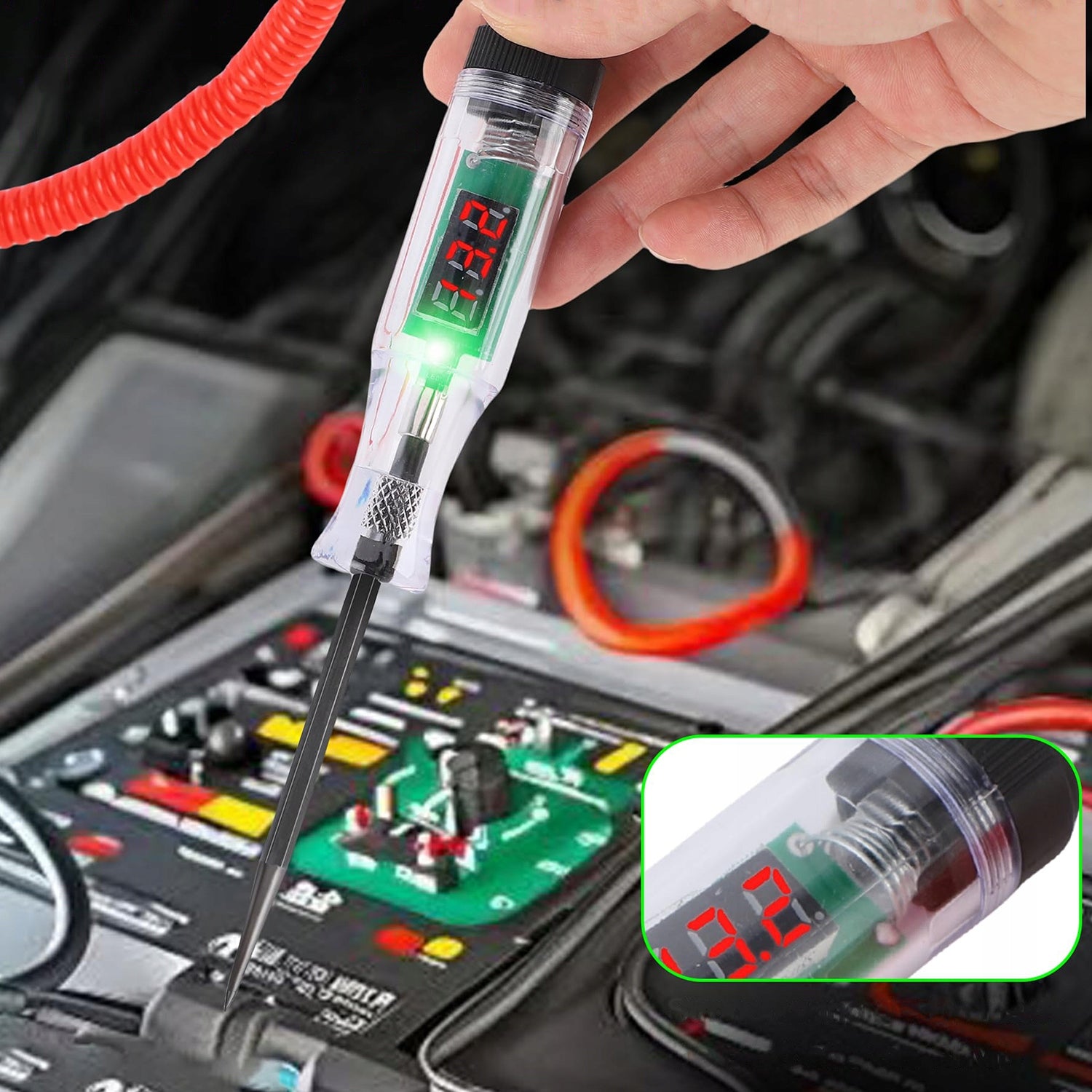Car Voltage Sampler 3-120V Tester Sampler With 12V LCD Display Manufacturer code Tester napięcia samochodowego 5-120 V