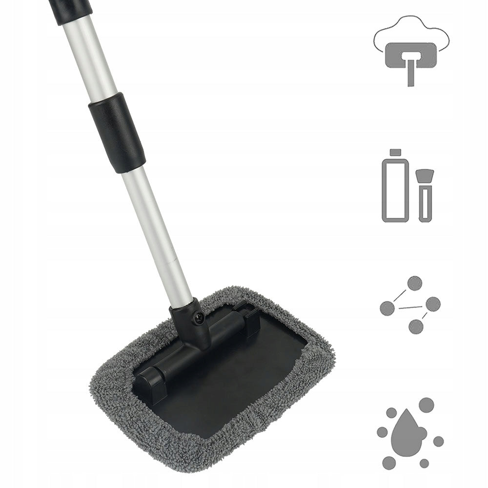 Car Window Cleaner+3 Overlays with Telescopic Handle and Microfiber Packaging status original