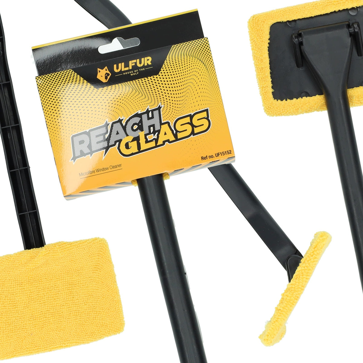 Car Window Washer with Microfiber Overlay Yellow Ulfur ReachGlass
