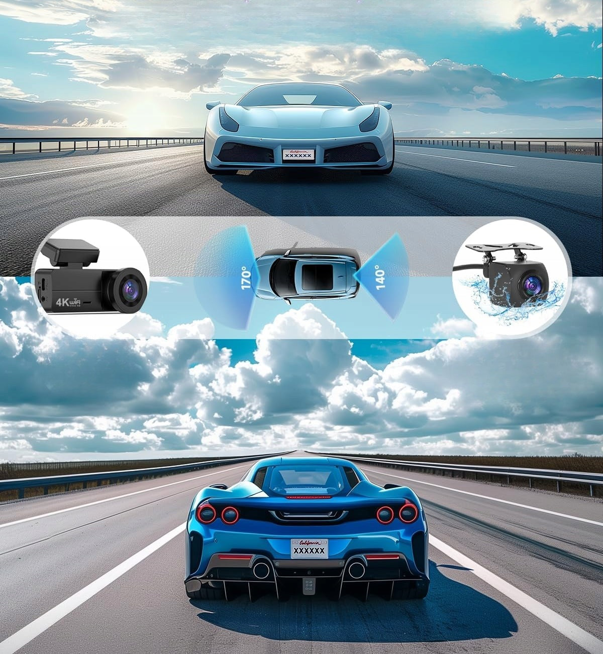 Car camera 4K front and rear WiFi night vision sensor G mode Brand no brand