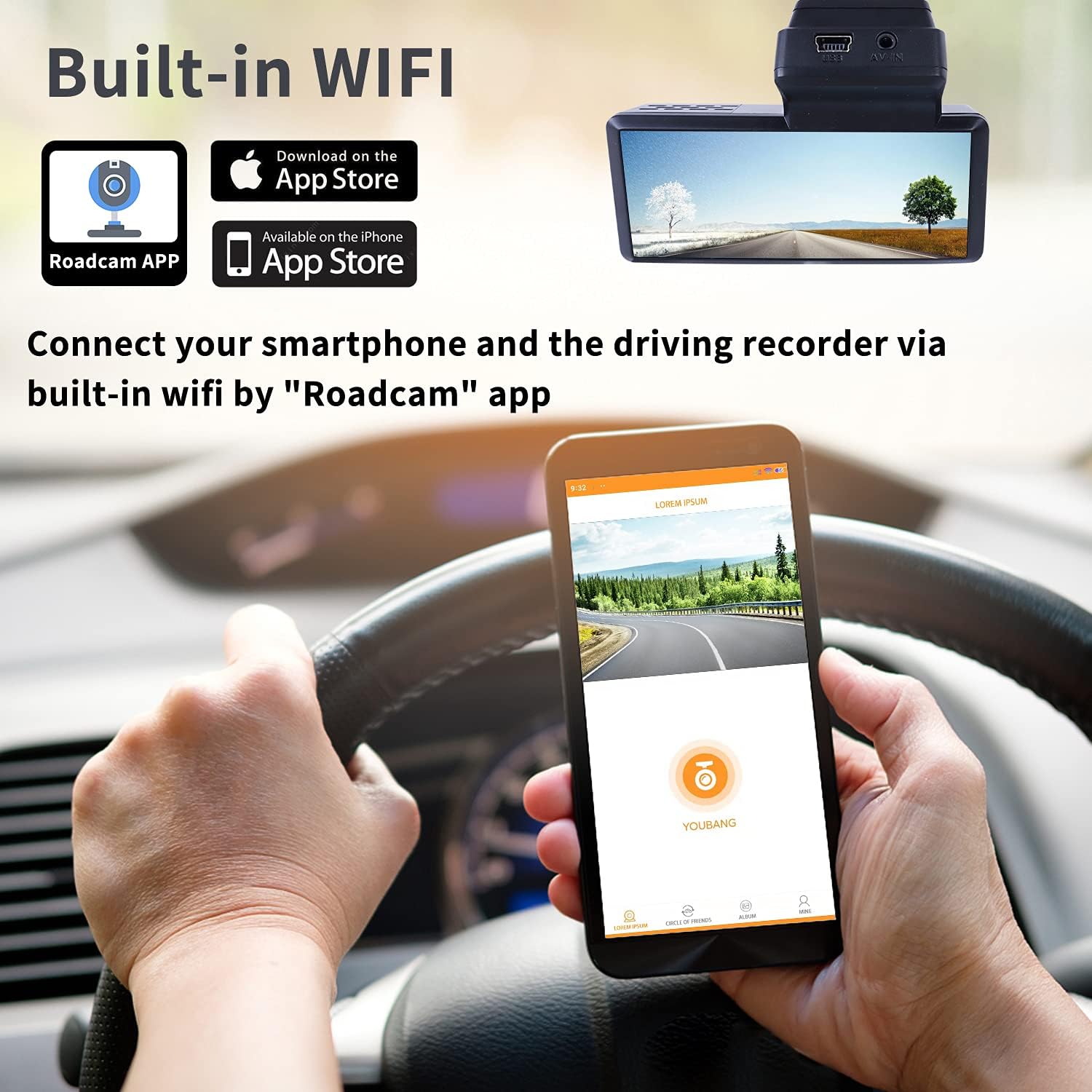 Car camera WiFi driving recorder 1080P front and rear camera Packaging status original