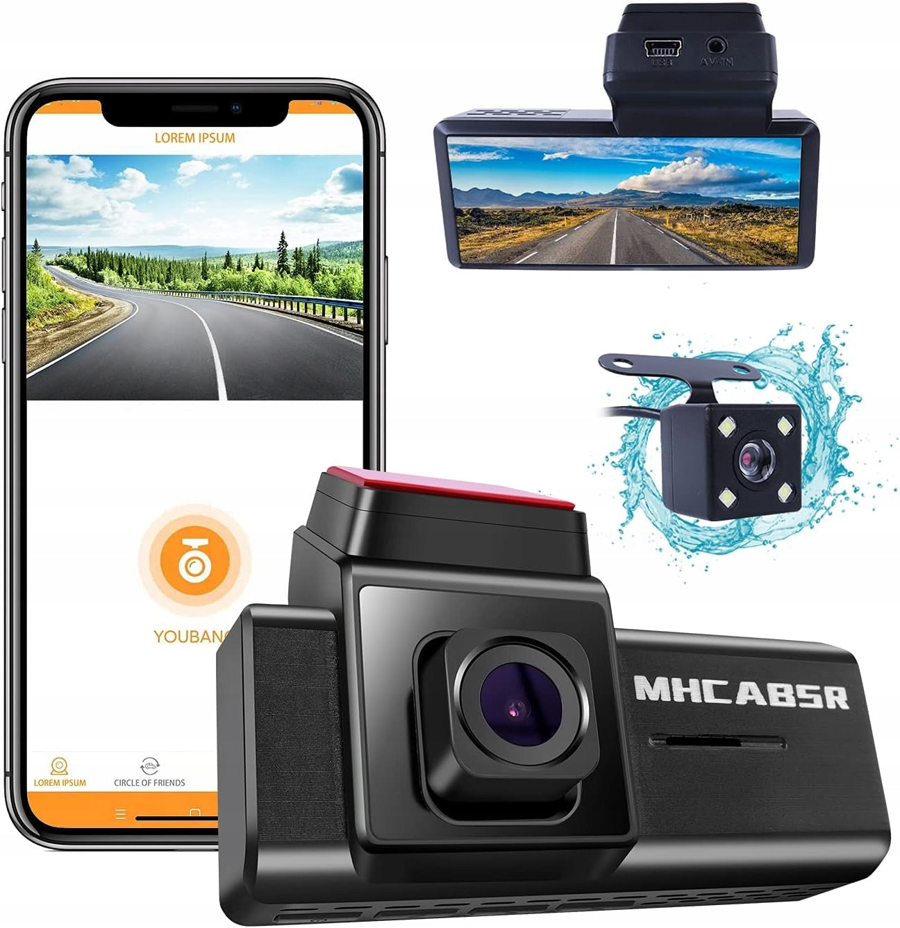 Car camera WiFi driving recorder 1080P front and rear camera