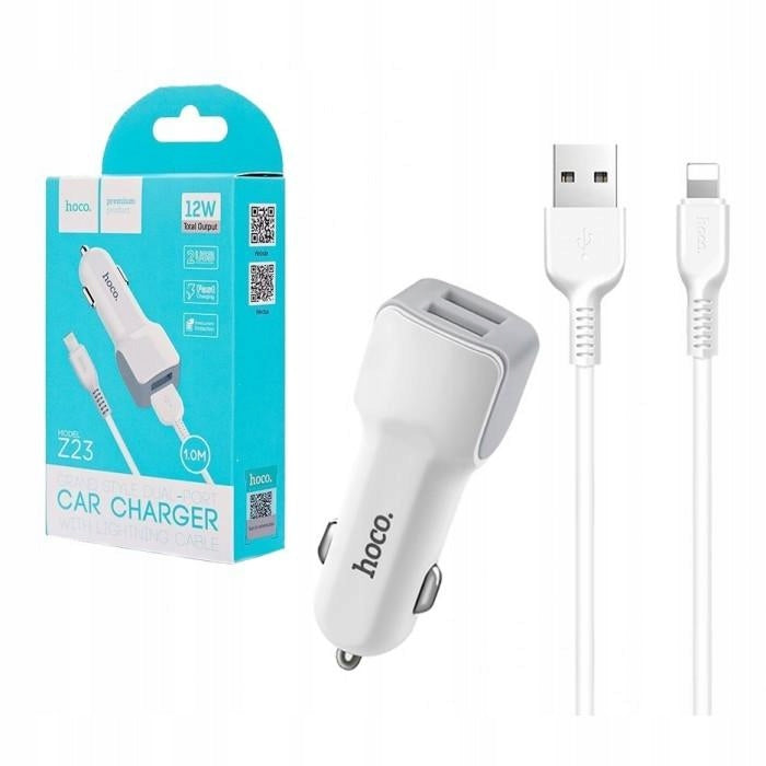 Car charger HOCO Z23 2xUSB + Cable for Apple Iphone