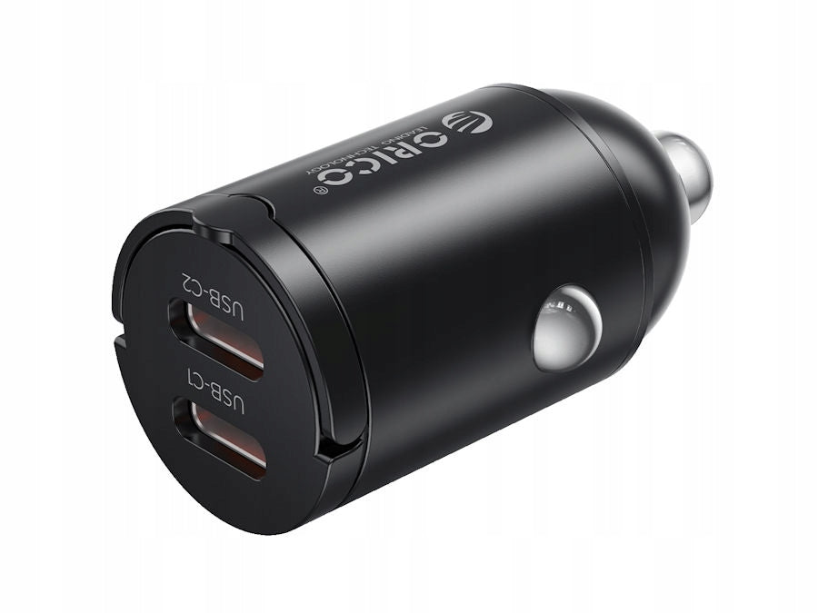 Car charger PD 30W USB-C x2 metal mini Orico MR-30-2C-BK-EP