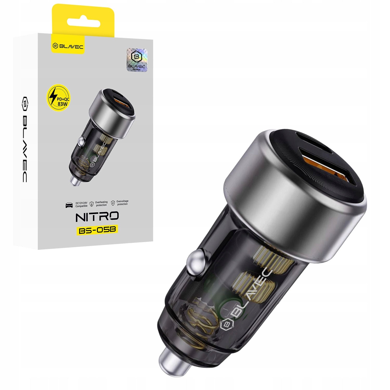 Car charger USB + USB C Blavec 83W fast PD QC 3.0