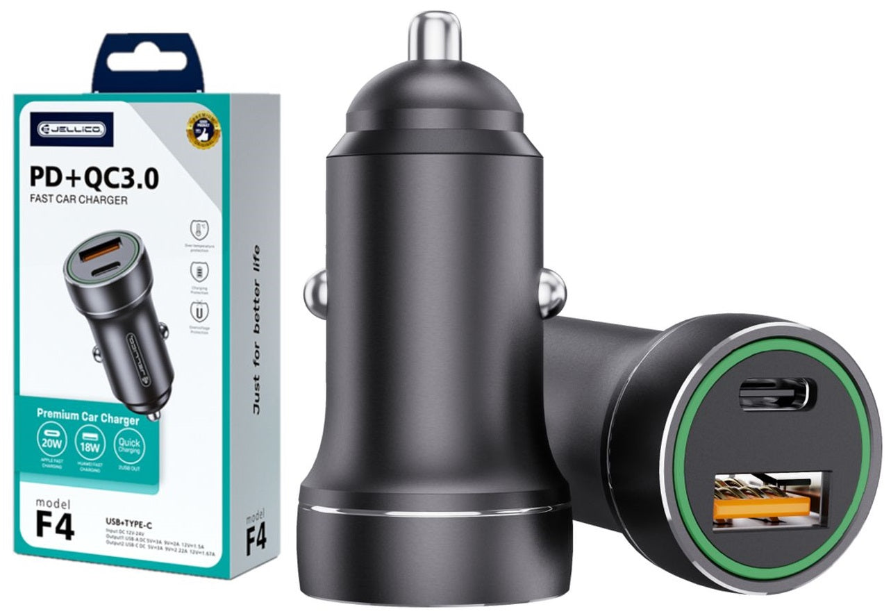 Car charger USB type C 3000 mA 1x USB-C 1x USB QC3.0 014
