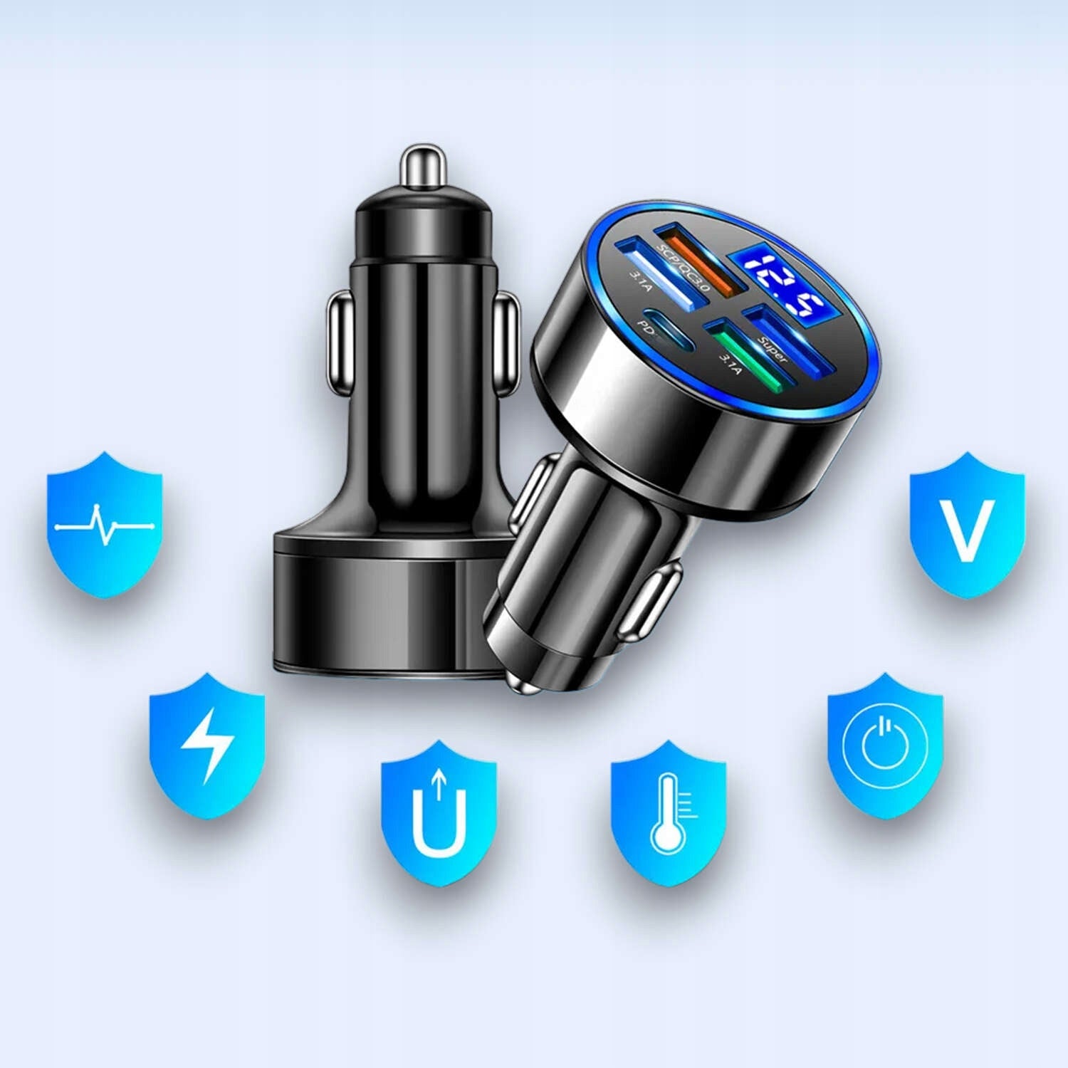 Car charger, USB type C Alogy 3100 mA Manufacturer code Ładowarka 4x USB QC 3.0 + USB C PD 70635