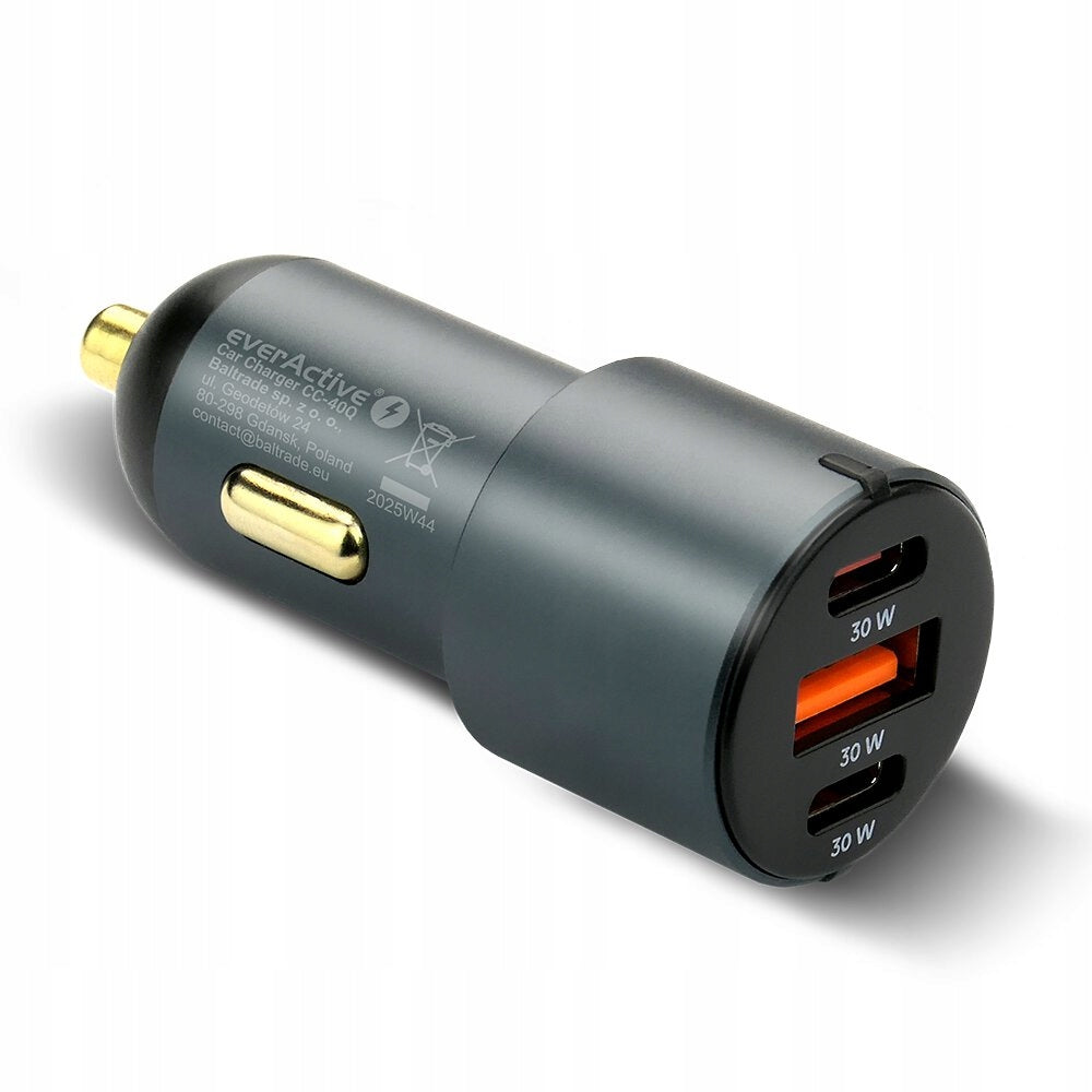 Car charger everActive CC-40Q with USB QC3.0 and 2x USB-C 60W Packaging status original