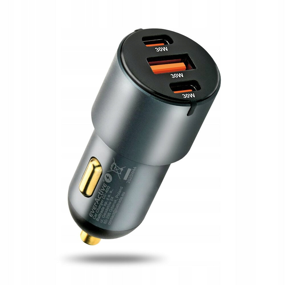 Car charger everActive CC-40Q with USB QC3.0 and 2x USB-C 60W