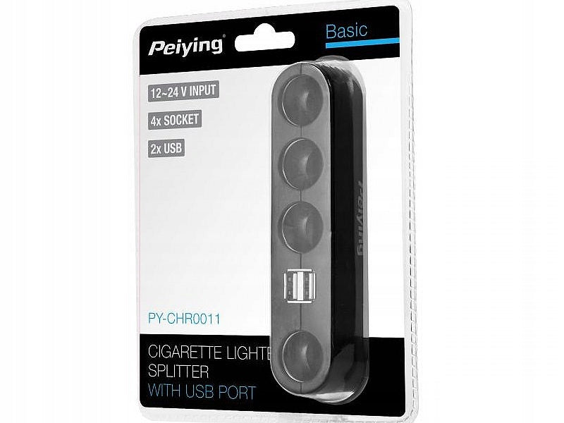Car cigarette lighter socket splitter 1/4 +2xUSB 49232