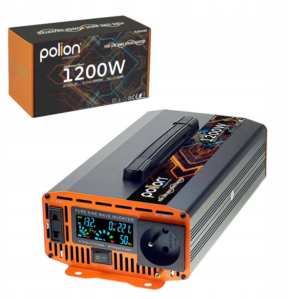 Car inverter 12V/230V Polion 1200W pure sine