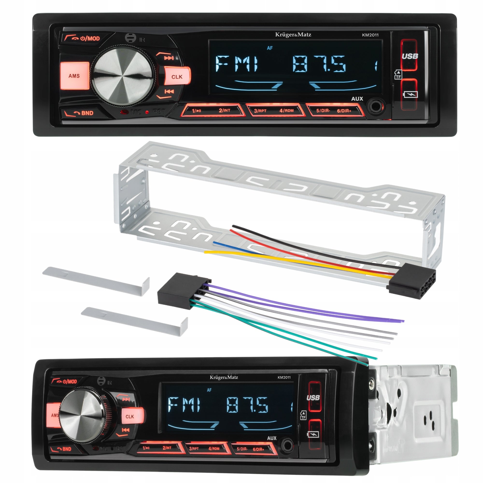 Car radio Bluetooth Kruger&Matz 1 DIN USB AUX REMOTE CONTROL microSD