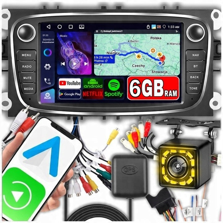 Car radio FORD MONDEO MK4 FOCUS MK2 MK3 GALAXY CarPlay Android 6GB