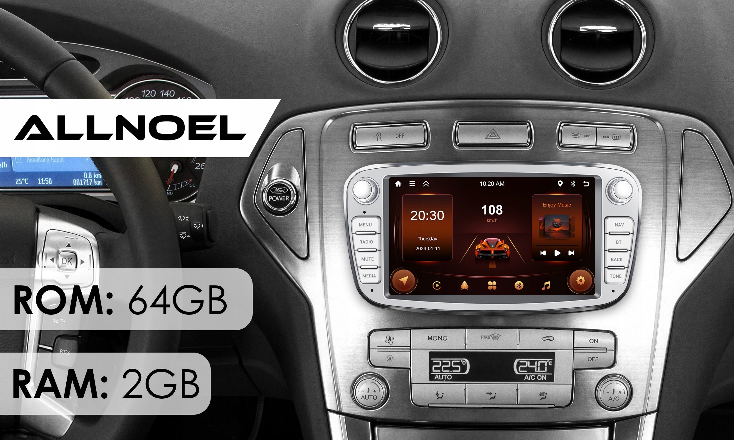 Car radio FORD MONDEO MK4 FOCUS MK2 MK3 GALAXY WiFi Android CarPlay Manufacturer code Radio dedykowane do FORDA 2GB RAM / Android