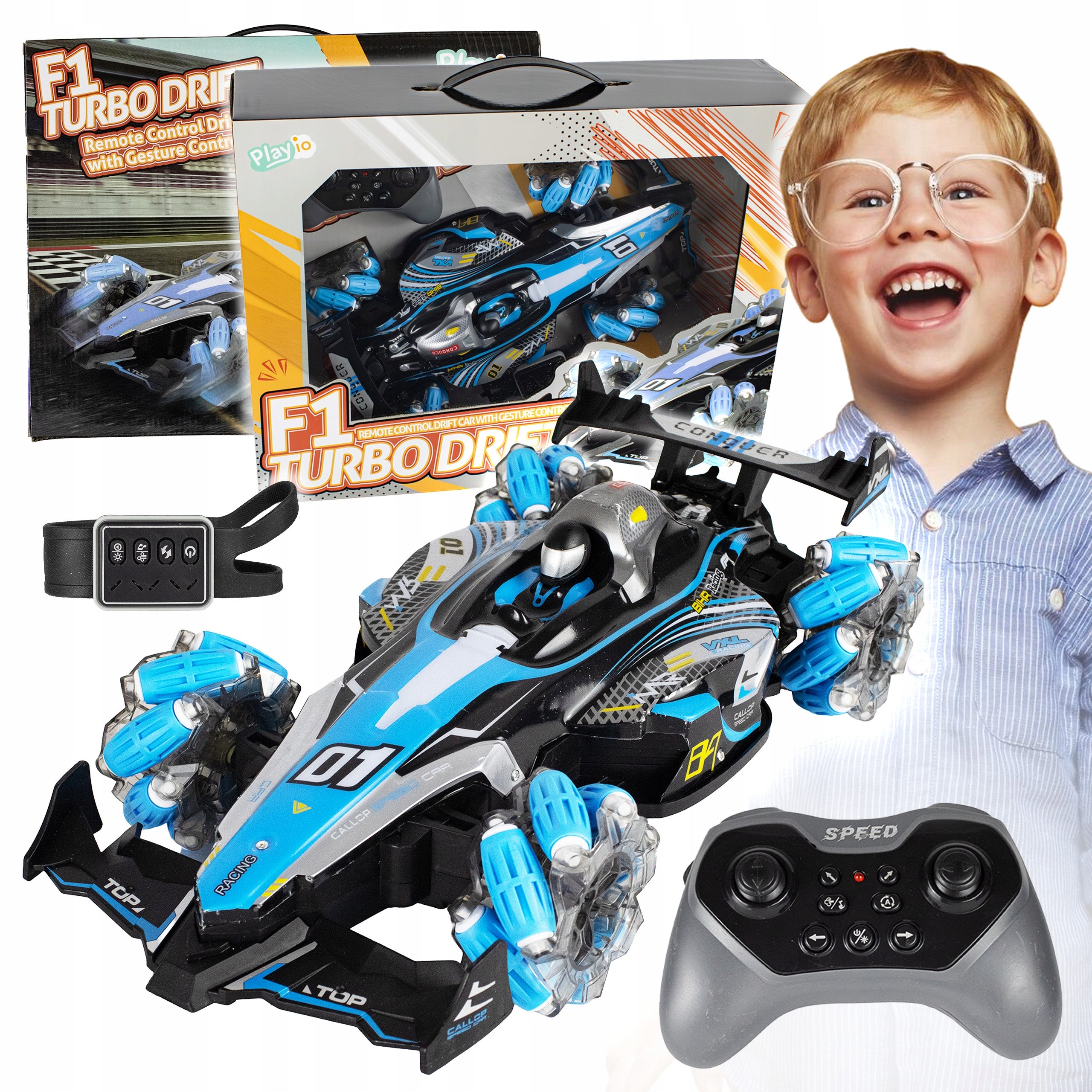 Car remote controlled car RC F1 Turbo controlled with fog effect PLAYIO