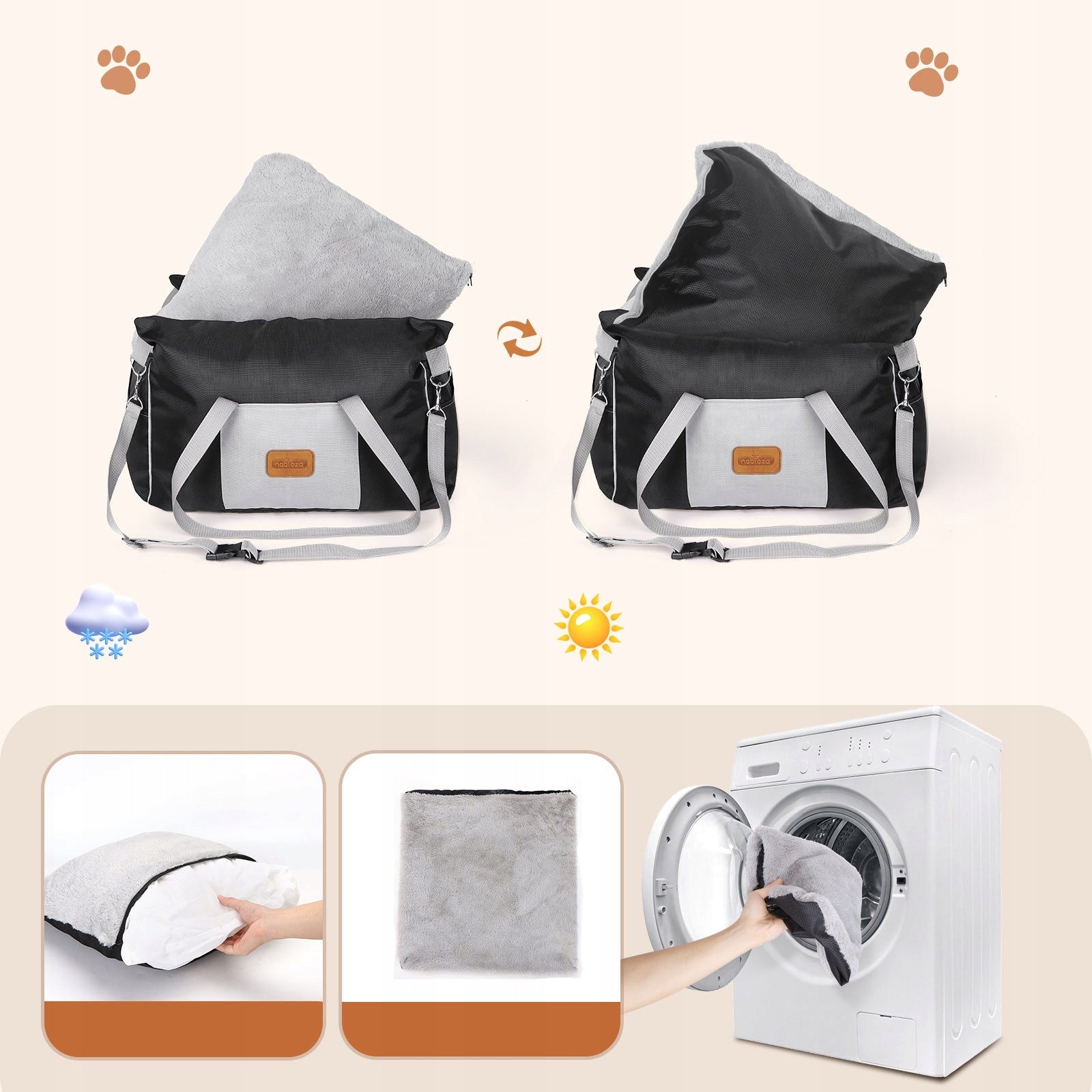Car seat cat dog transporter PADDED SAFE 51cm M Product height 56 cm