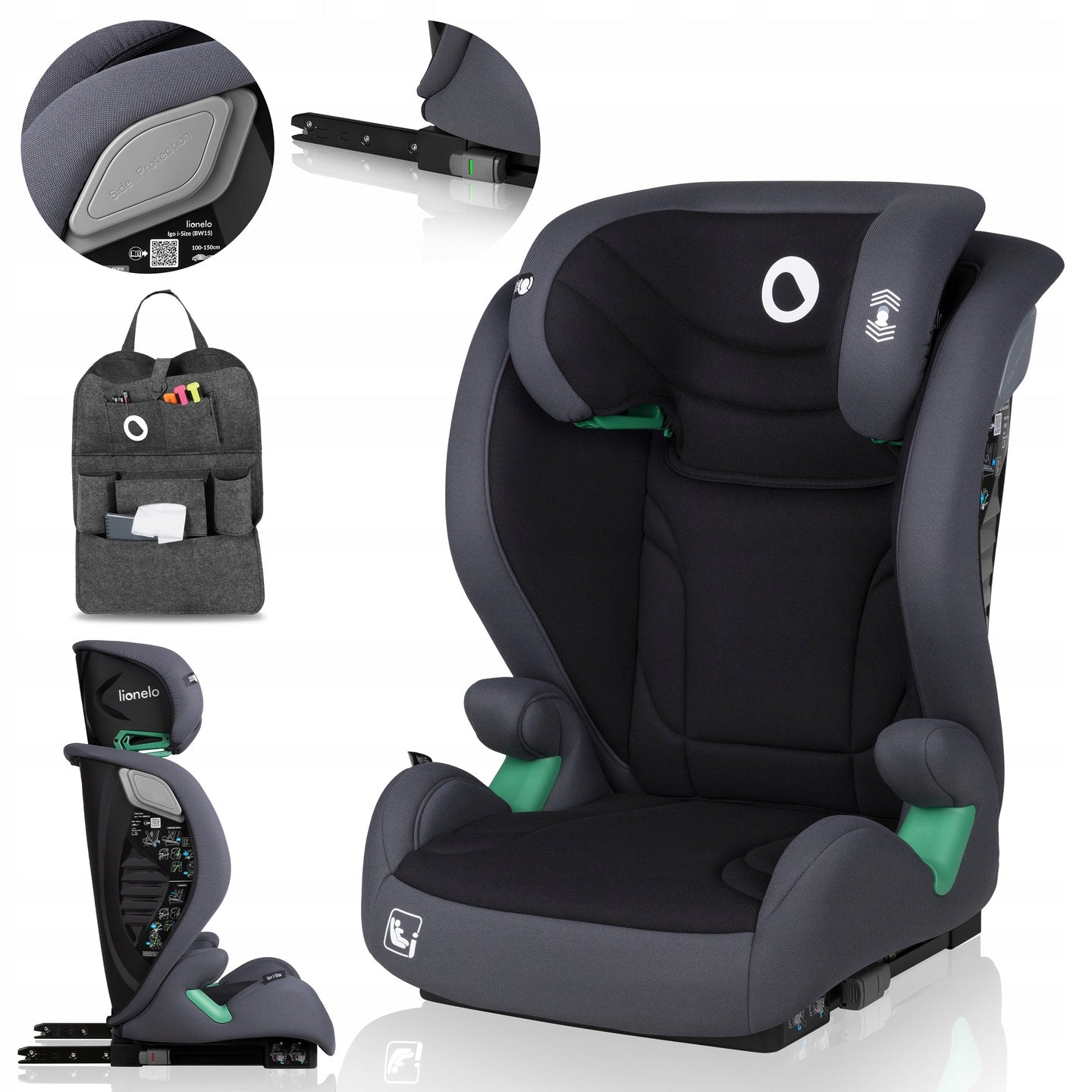 Car seat isofix 100-150cm 15-36kg WIDE SEAT Lionelo Igo Packaging status original