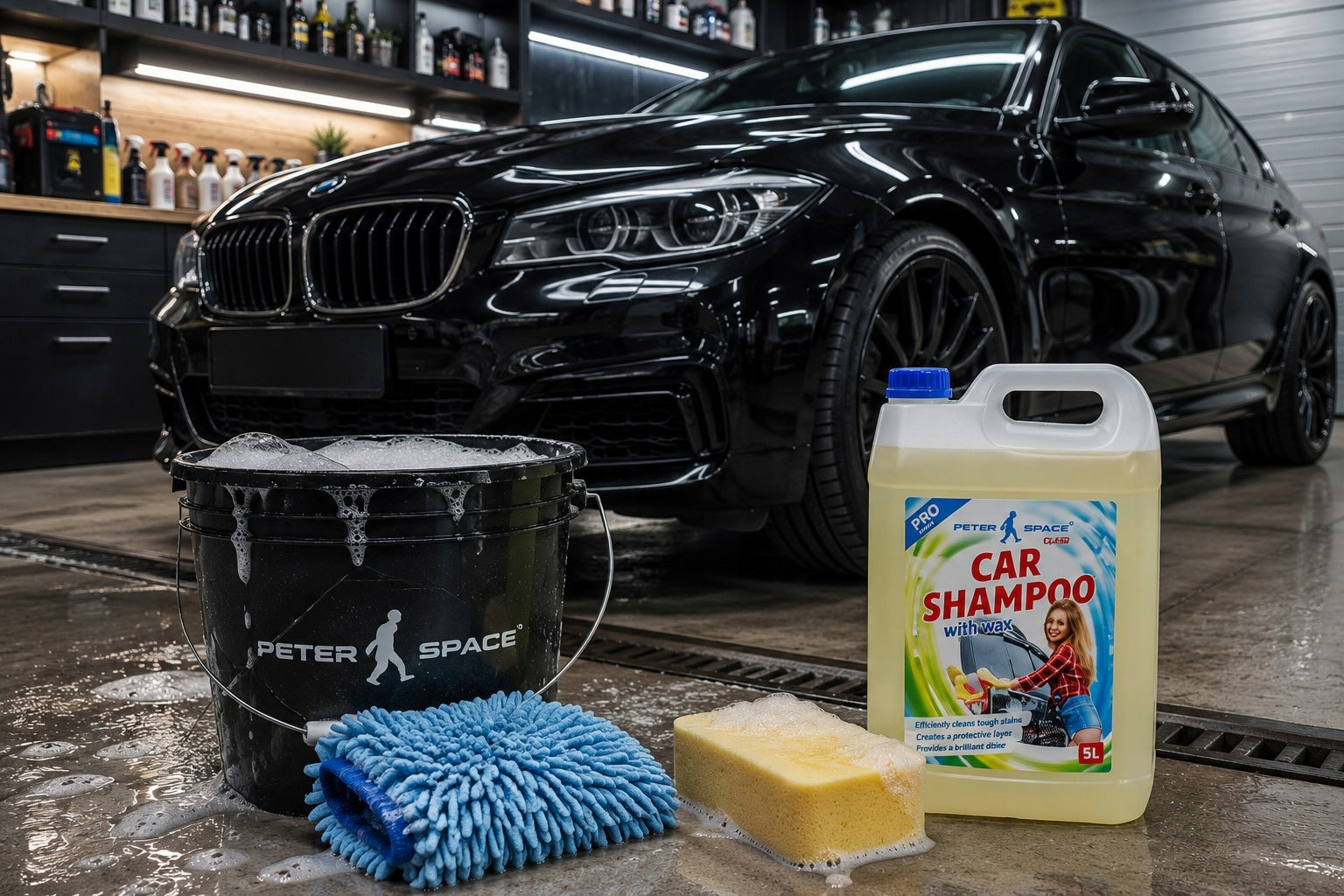 Car shampoo with wax for washing the car 5l Peter Space Packaging status original