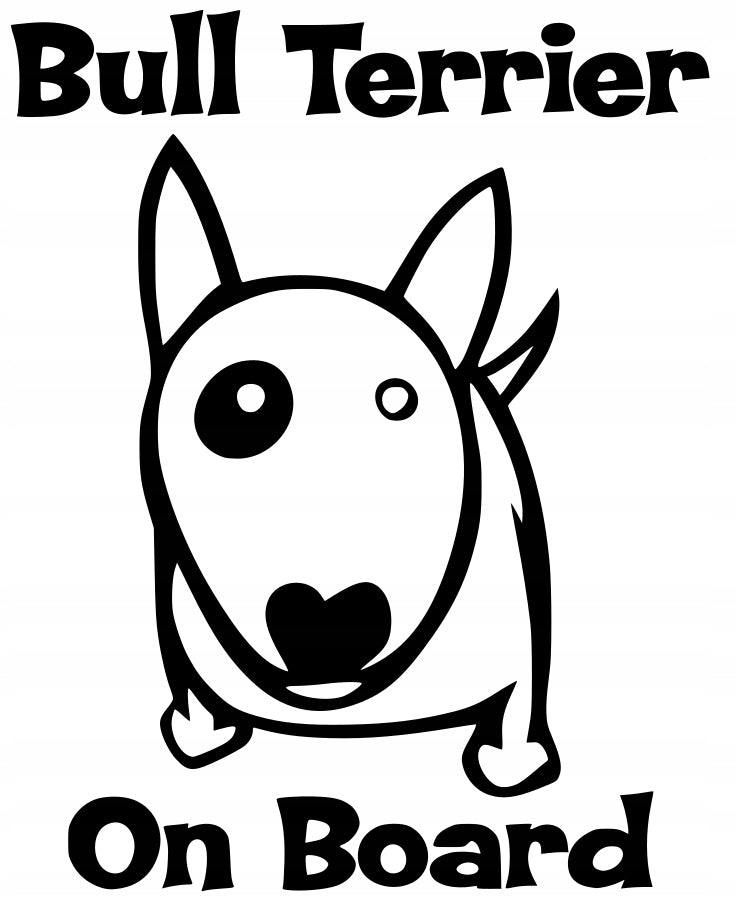 Car sticker helmet laptop glass BULL TERRIER ON BOARD 18 x 14,3 cm