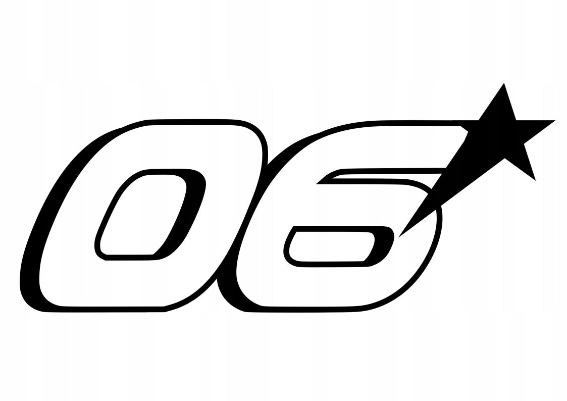 Car sticker helmet laptop glass SIDE NUMBER 06 STAR 10 x 23,4 cm