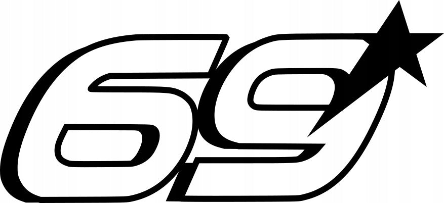 Car sticker helmet laptop glass SIDE NUMBER 69 STAR 8 x 17,5 cm