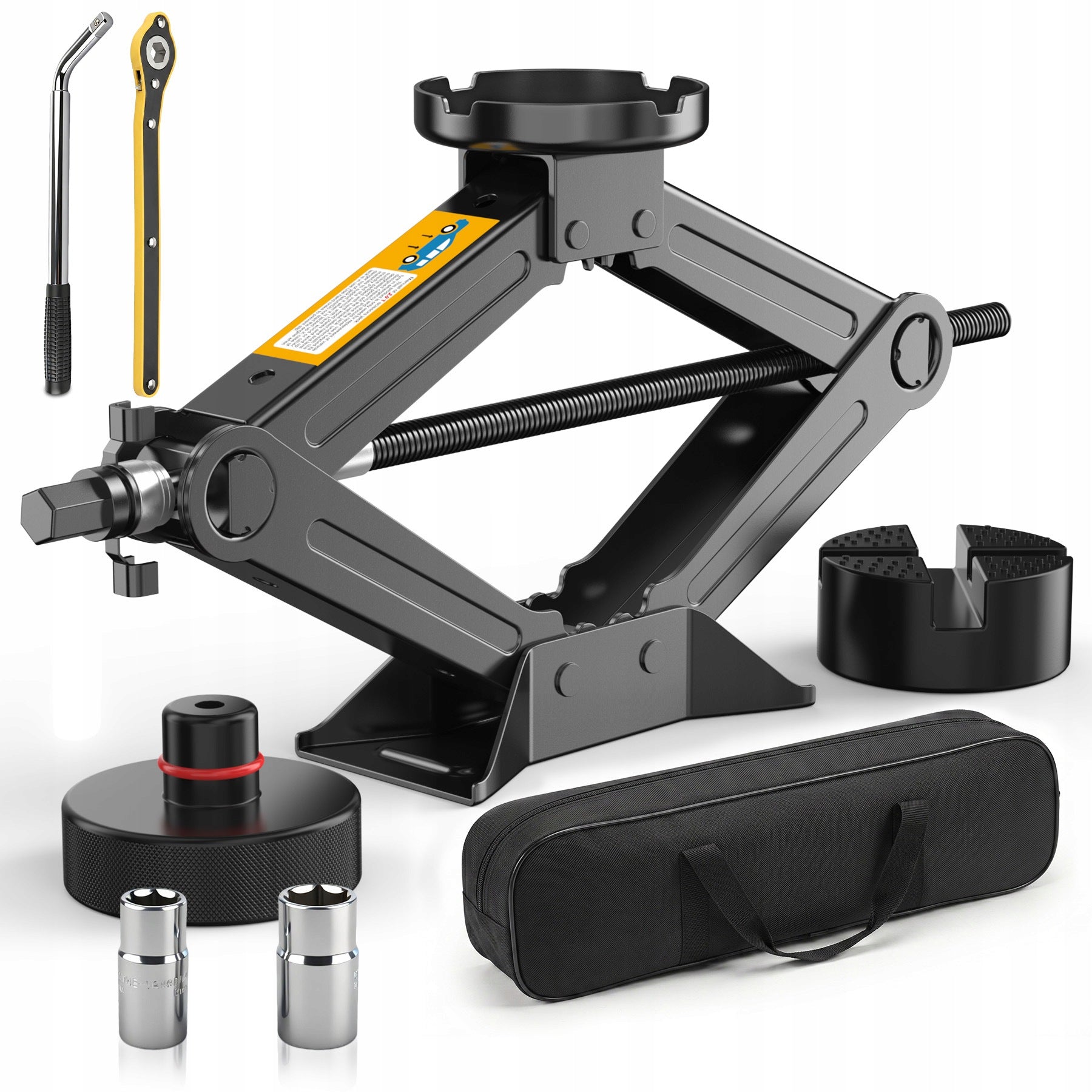 Car trapezoidal lift 2T 90-385mm wheel change kit black