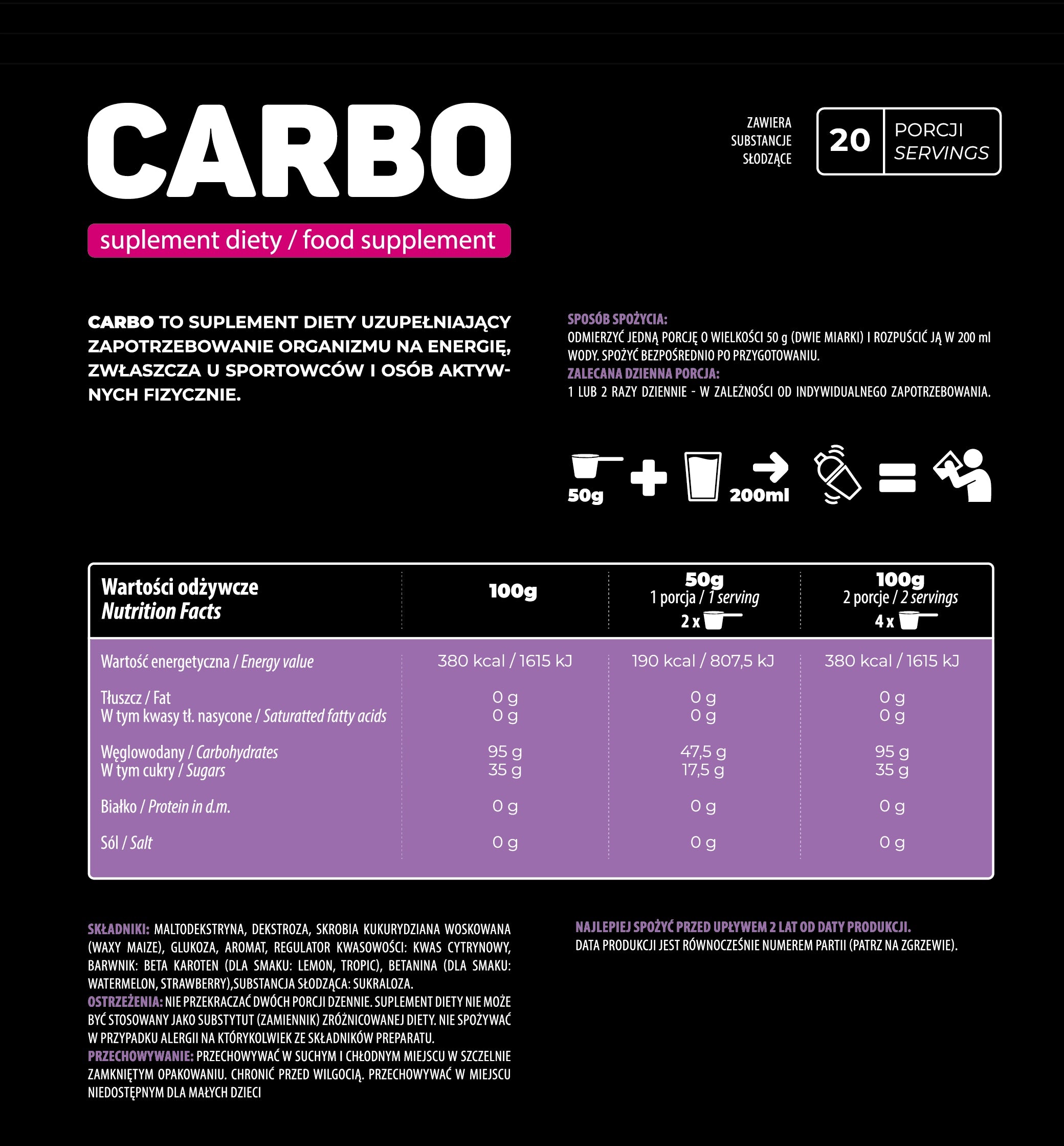 Carbo carbohydrate supplement orange 1000g Endorfina.shop Packaging status original