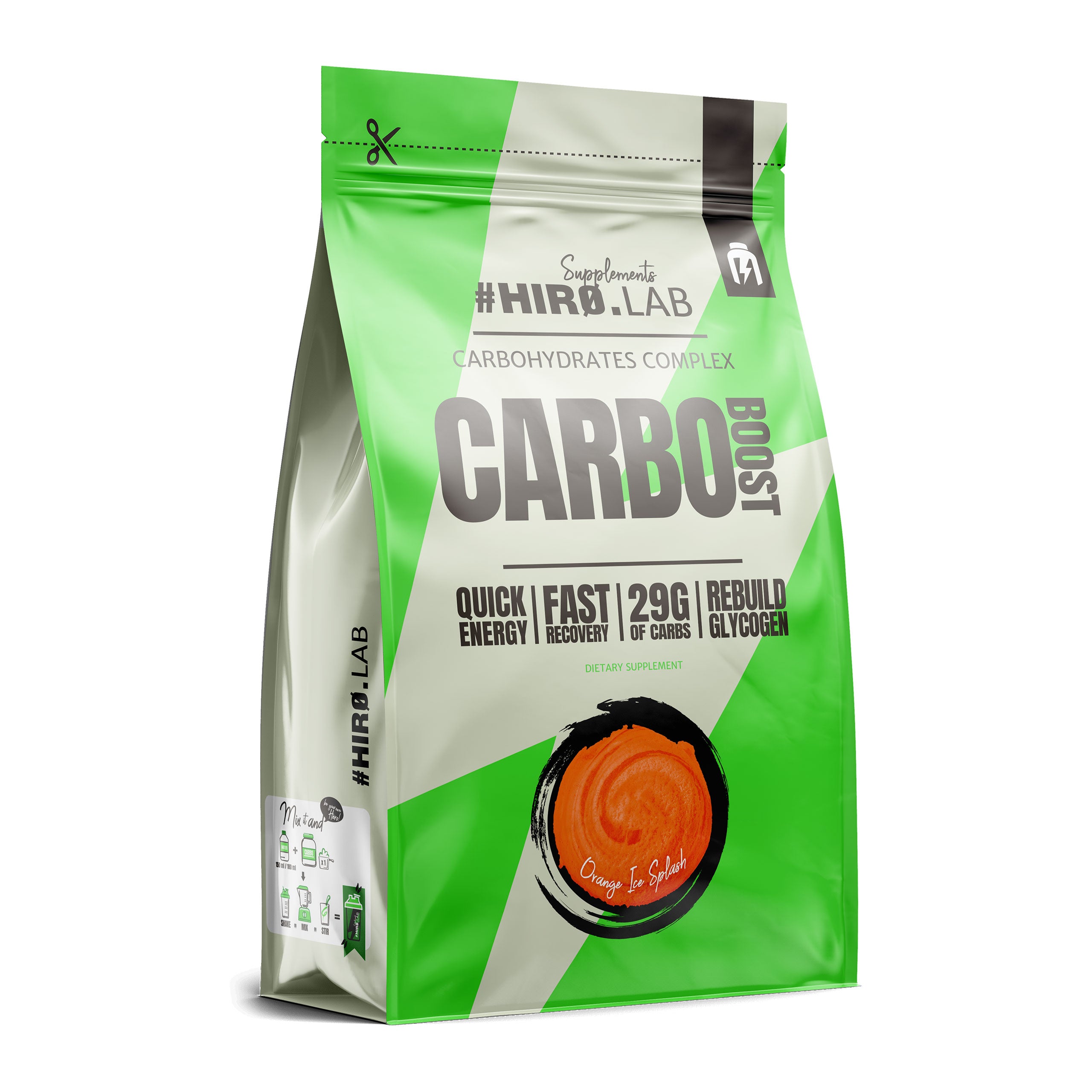 Carbo powder HIRO.LAB Carbo Boost orange flavour 1000 ml 1000 g 1 pc.