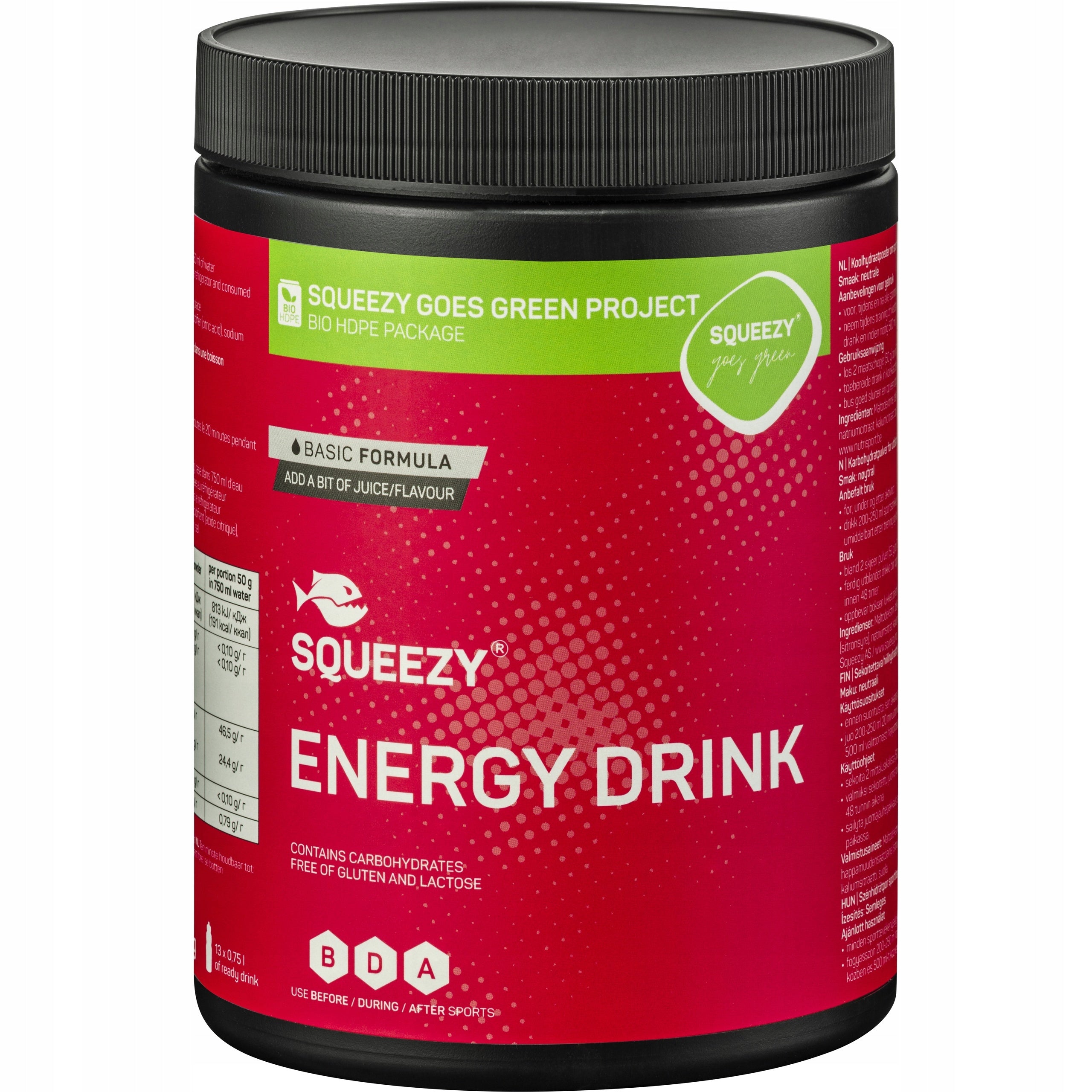 Carbohydrate Regenerative Drink SQUEEZY ENERGY DRINK Neutral 650g. 1pc