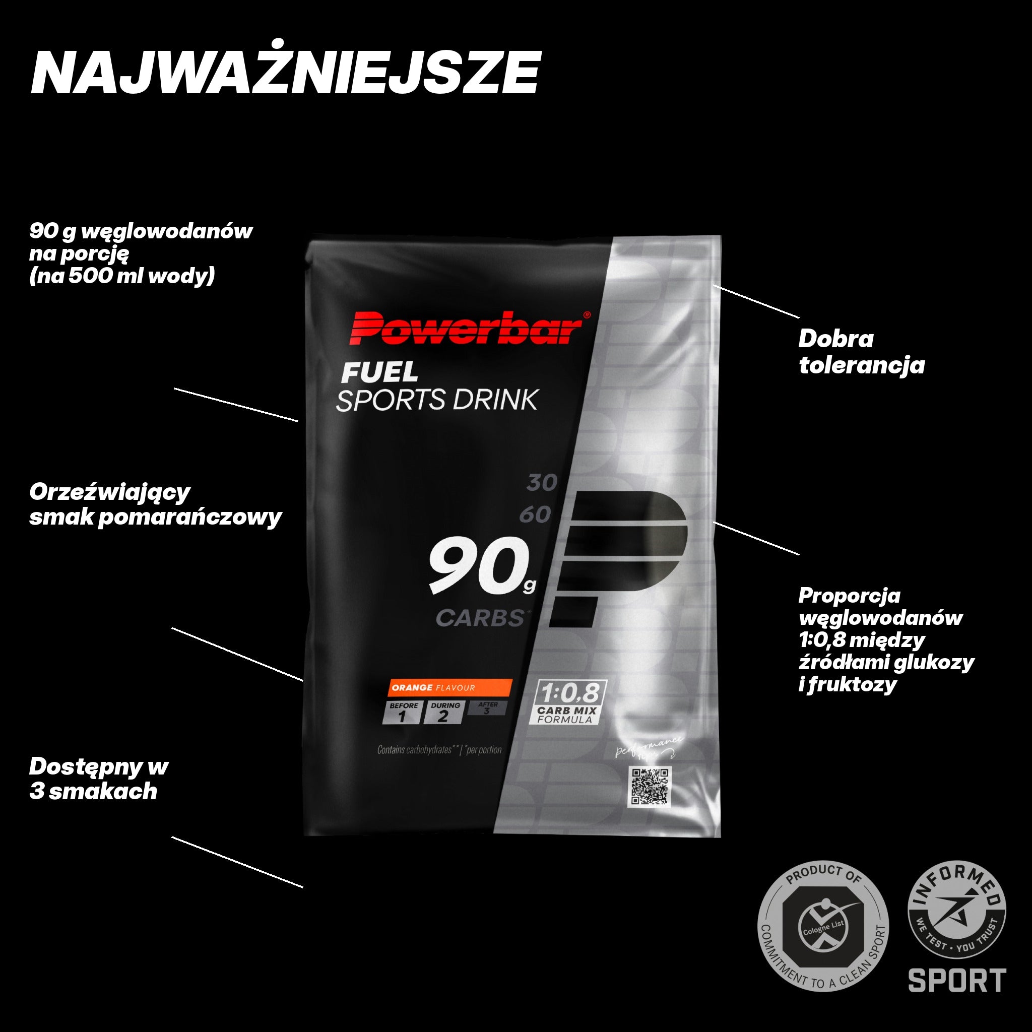 Carbohydrate drink PowerBar Orange 94 g carbohydrates for runners Packaging status original