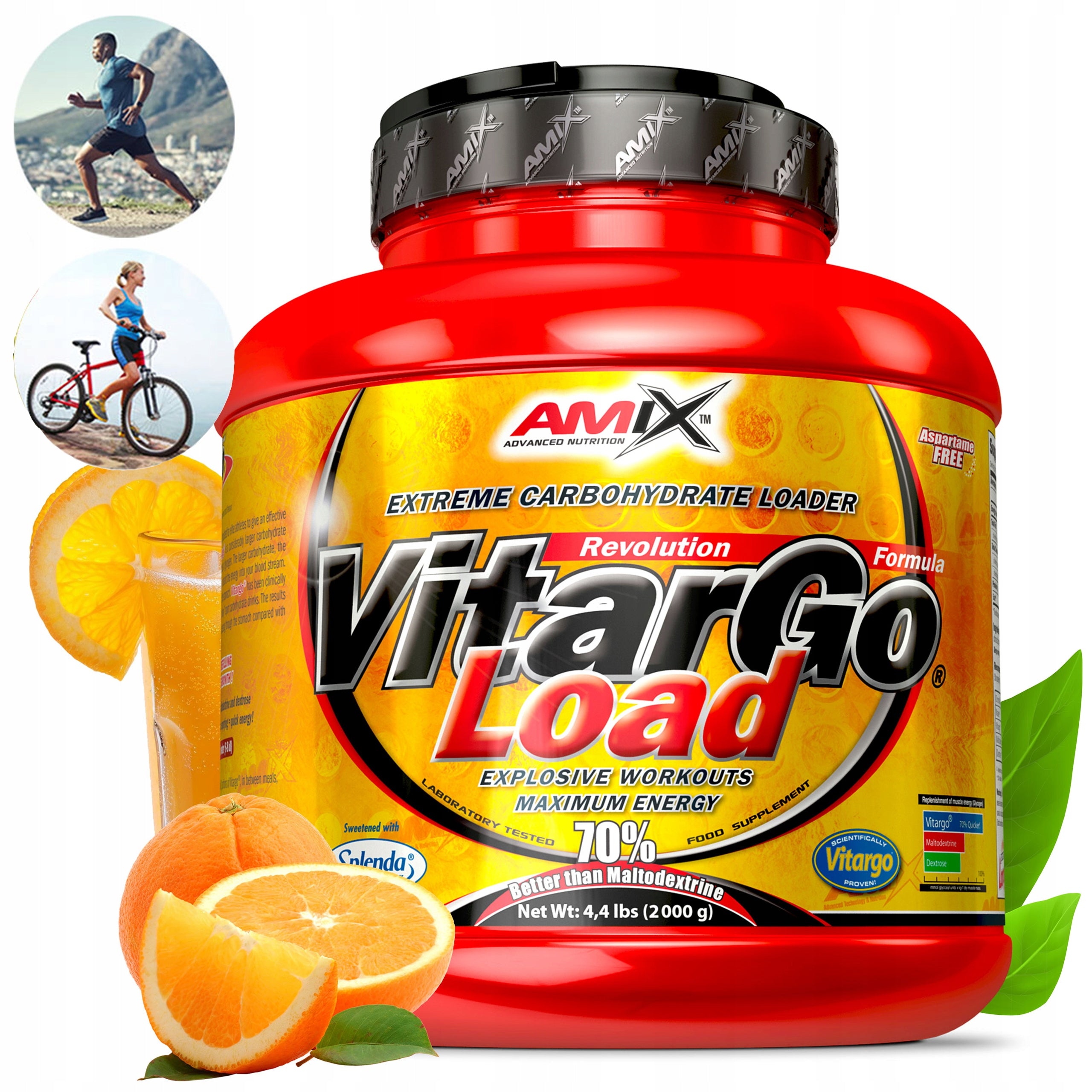 Carbohydrates carbo 2kg taste orange energy for runners cyclists