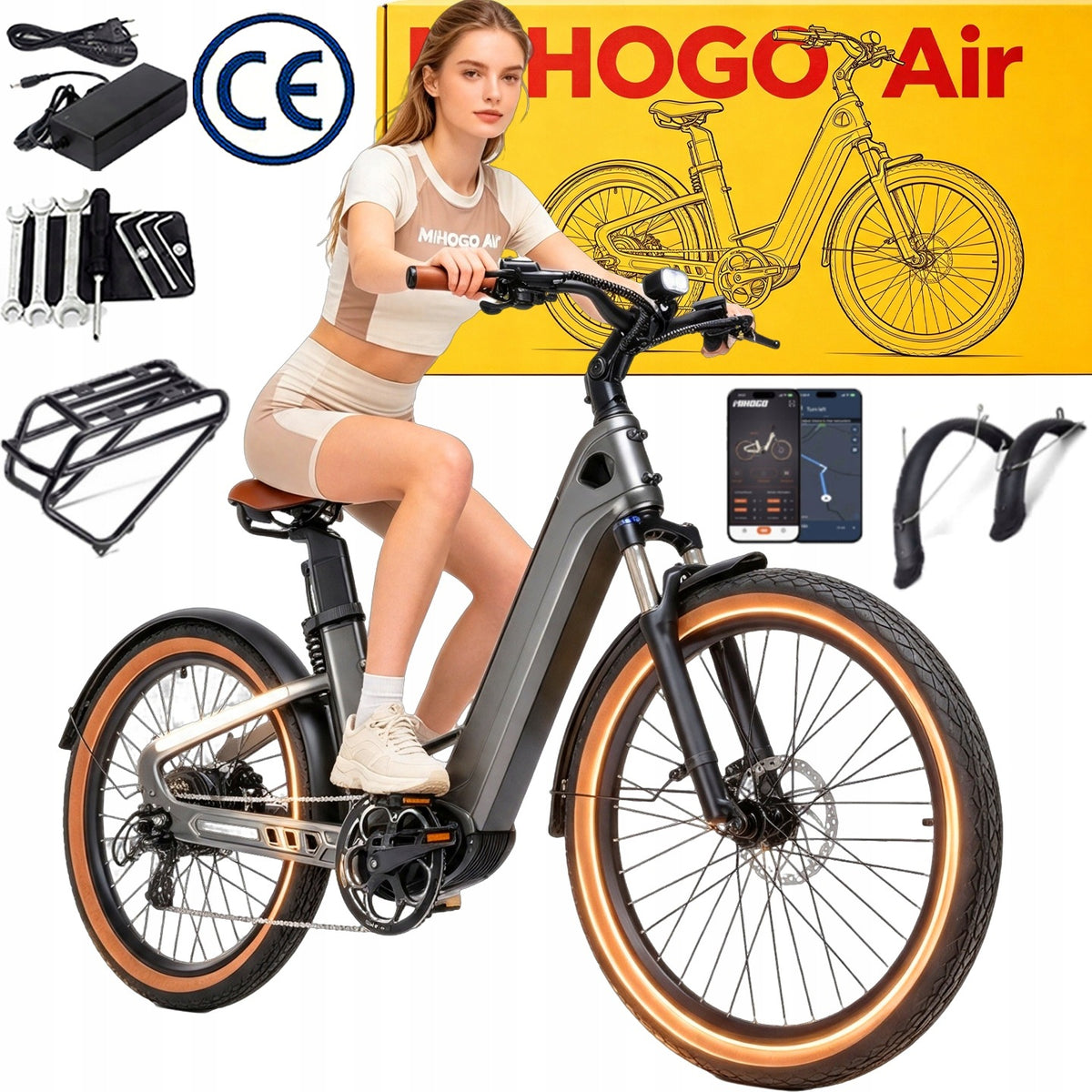 Carbon Fiber Electric Vehicle MIHOGO Air 1000W 19.2AH 40km/h 200KM 26"