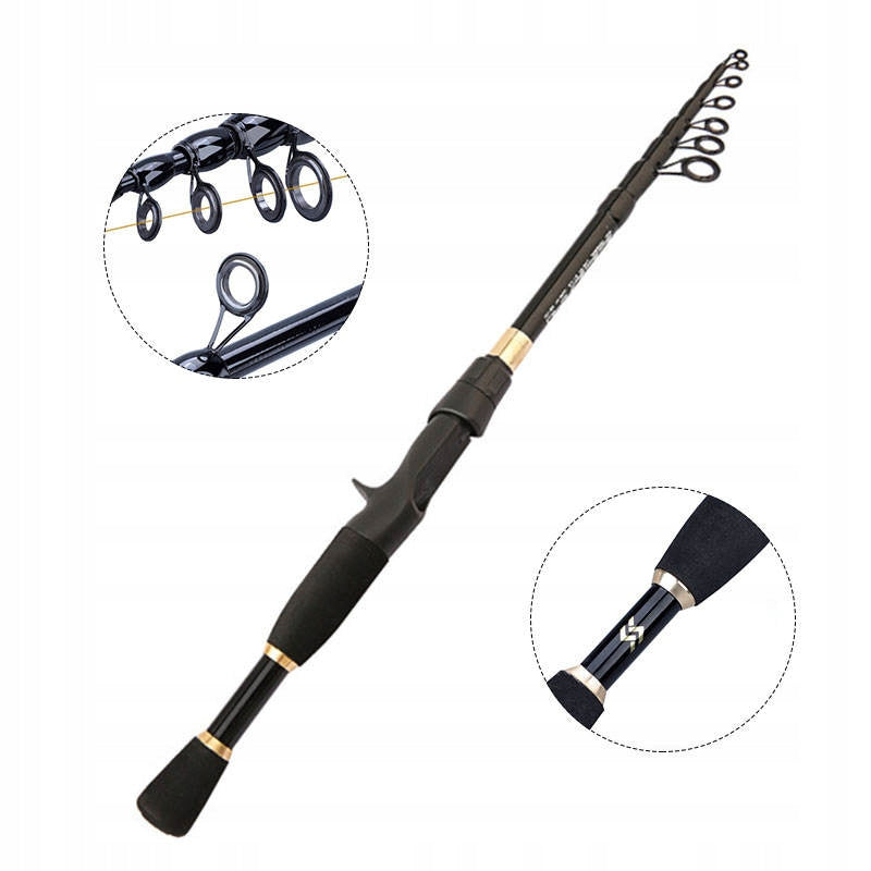 Carbon Fiber FISHING ROD TELESCOPIC Spinning 1.8m 7el STRONG 8-25g