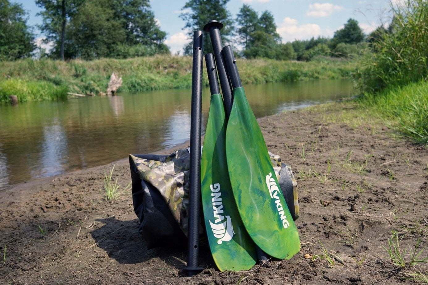 Carbon Folding Paddle Carbon Glass Four Piece 220 Strong Packraft Color green