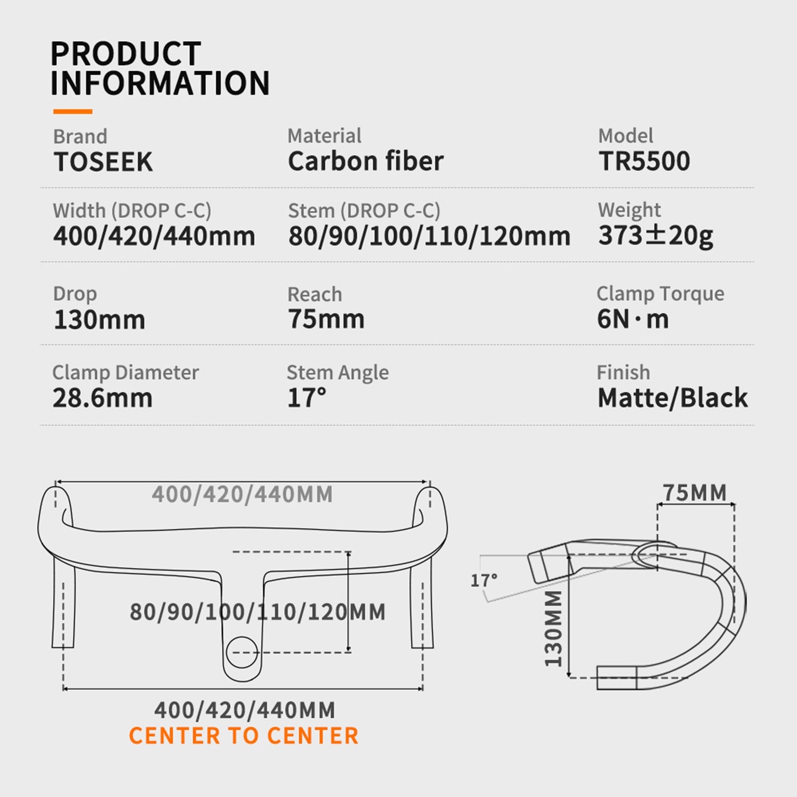 Carbon Road Bike Handlebar 400/420/440mm Ultralight Integrated 420x120mm Model Kierownica rowerowa z włókna węglowego