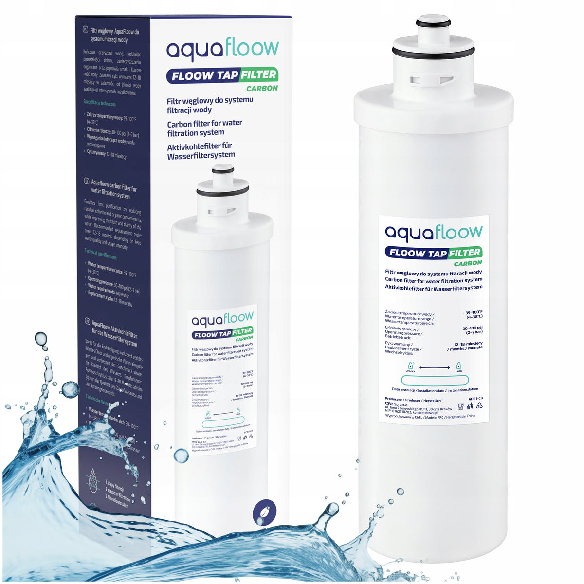 Carbon block AquaFloow CARBON for TapOne TapTrio filter system 1 pc