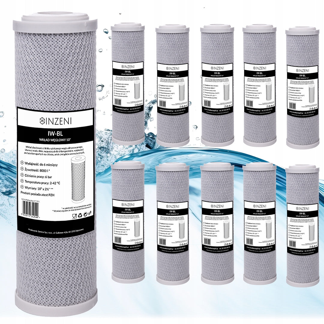 Carbon filter cartridge for water INZENI IW-BL 10 pieces EFFICIENT 10 inches