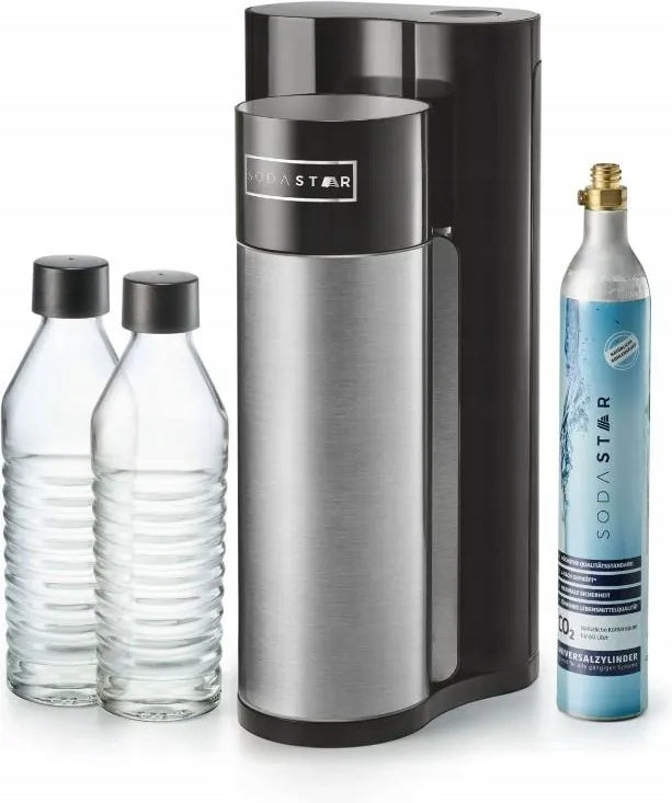 Carbonated Water Saturator Soda Star black 1000 ml with 2 glass shoes