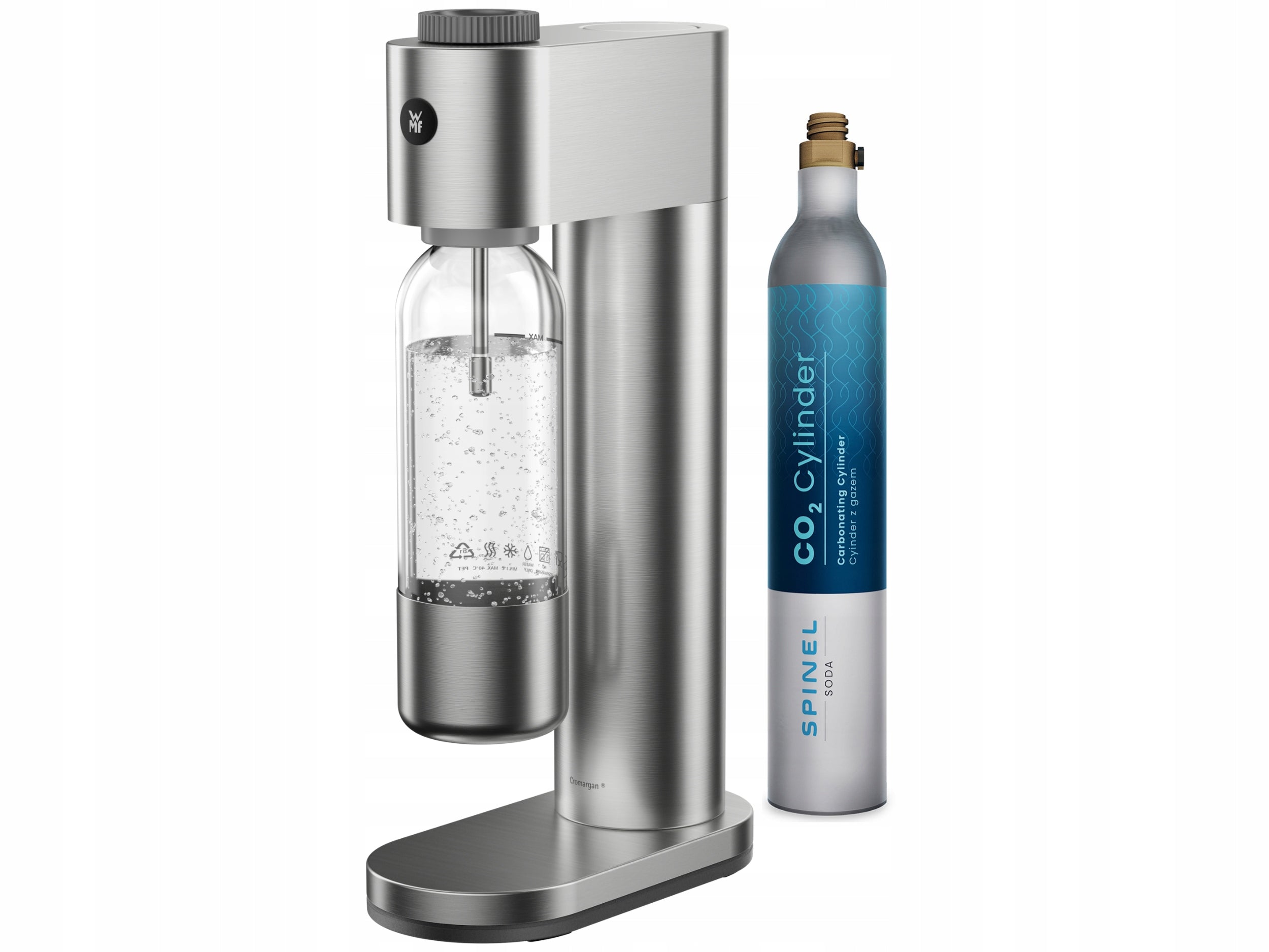 Carbonated Water Saturator WMF Element One Steel Bottle and CO2 Cylinder