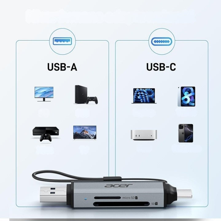 Card Reader Acer USB-C 3.0 SD MicroSD iPhone 15 5Gbps Packaging status original