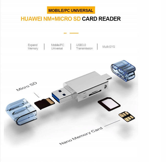 Card Reader NM Nano Micro SD 2in1 USB-C3.1/ USB3.0 Kind MMC/SD