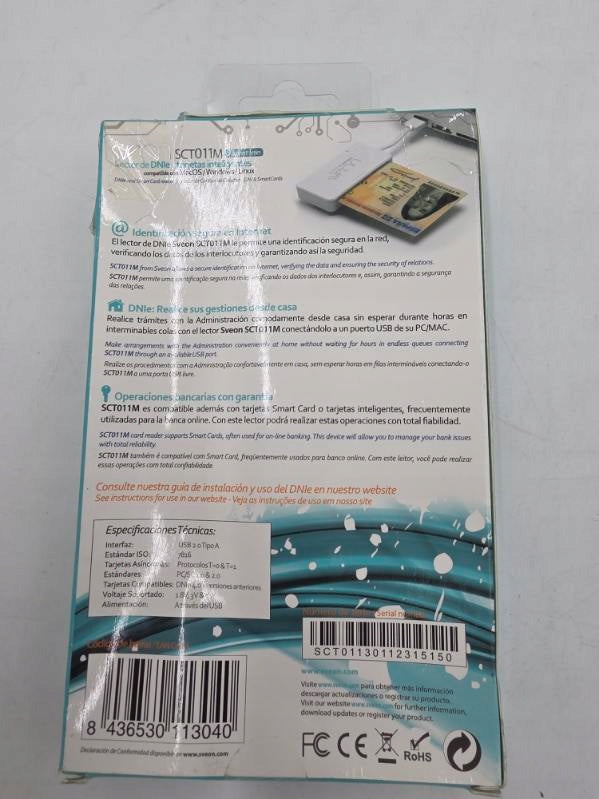 Card Reader Smart Card Sveon SCT011M DAYS USB Windows Mac Linux Packaging status original