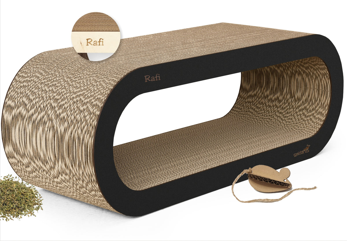 Cardboard cat scratcher, Gattino cardboard house